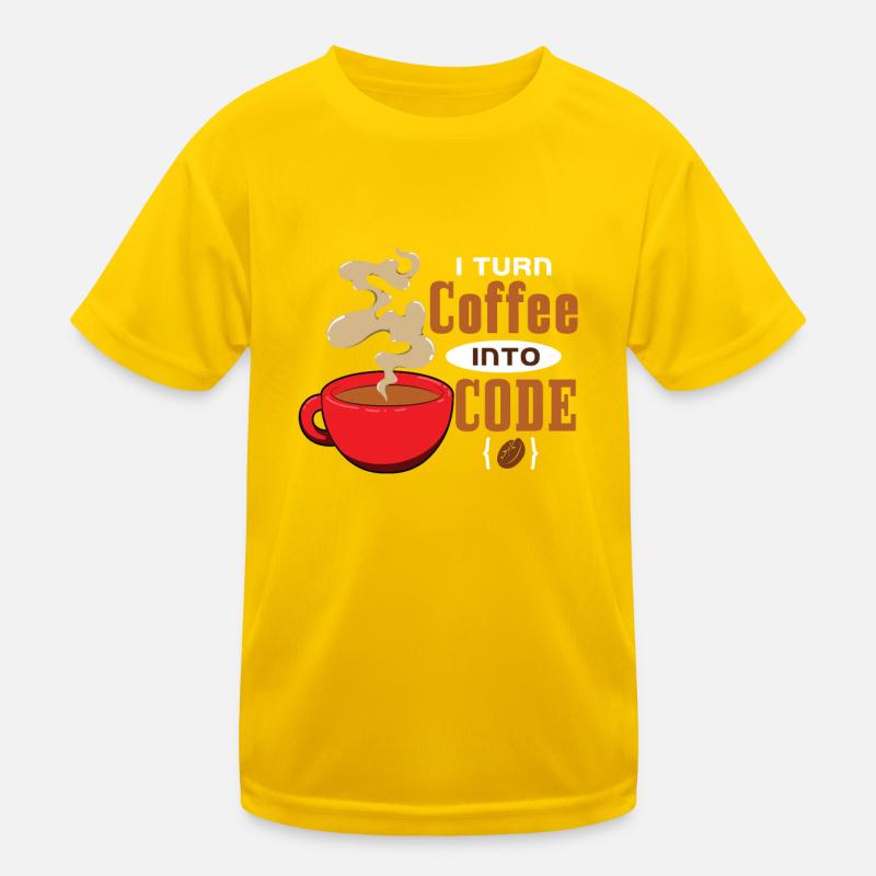 I turn coffee into code Kids Functional T-Shirt