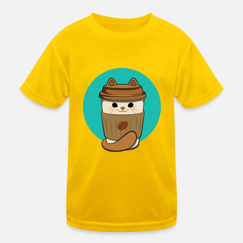 Coffee Cat Kids Functional T-Shirt