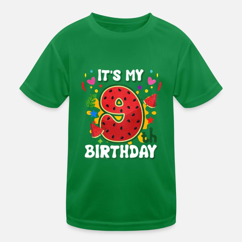 9 Anniversaire Pastèque Cadeau d’été T-shirt sport Enfant