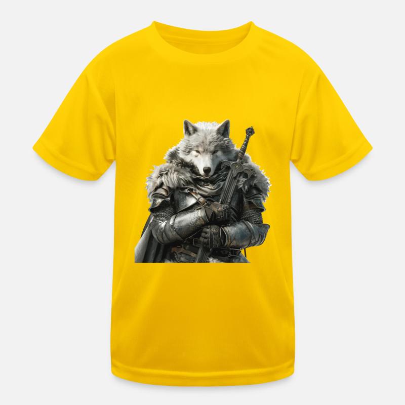 Wolf Knight Middle Ages Kids Functional T-Shirt