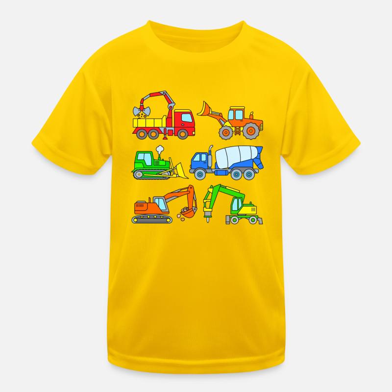 Excavators and Co - vehicles on the construction site Kids Functional T-Shirt
