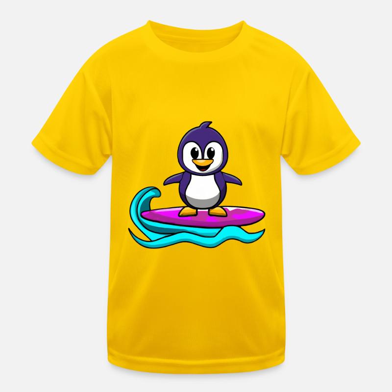 Pingouin kawaii mignon sur une planche de surf T-shirt sport Enfant