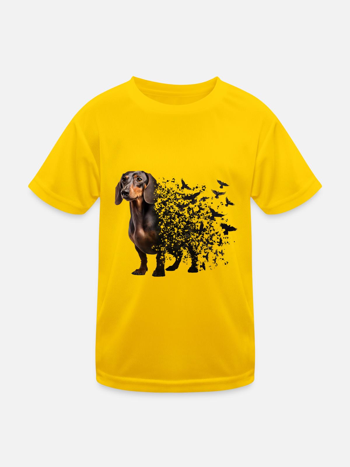 Dackel - Kinder Funktions-T-Shirt - Eigelb - Vorne