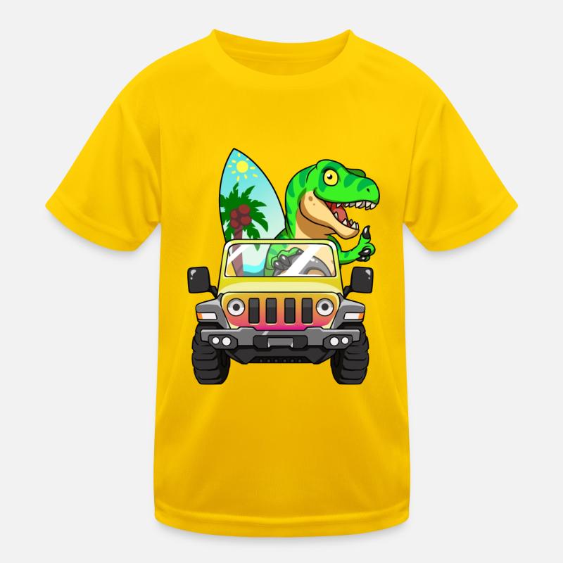 Cooles, Autofahrer Dinosaurier, Dino, T Rex, Kinder Funktions-T-Shirt