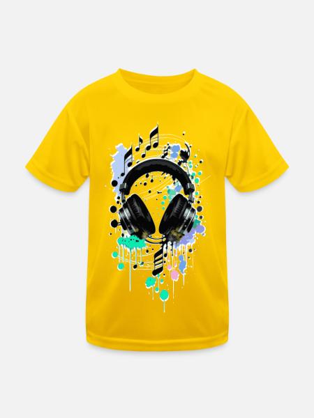 Kopfhörer - Kinder Funktions-T-Shirt - Eigelb