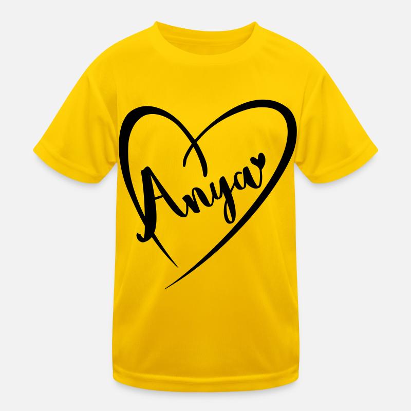 Anya surname first name in heart frame Kids Functional T-Shirt