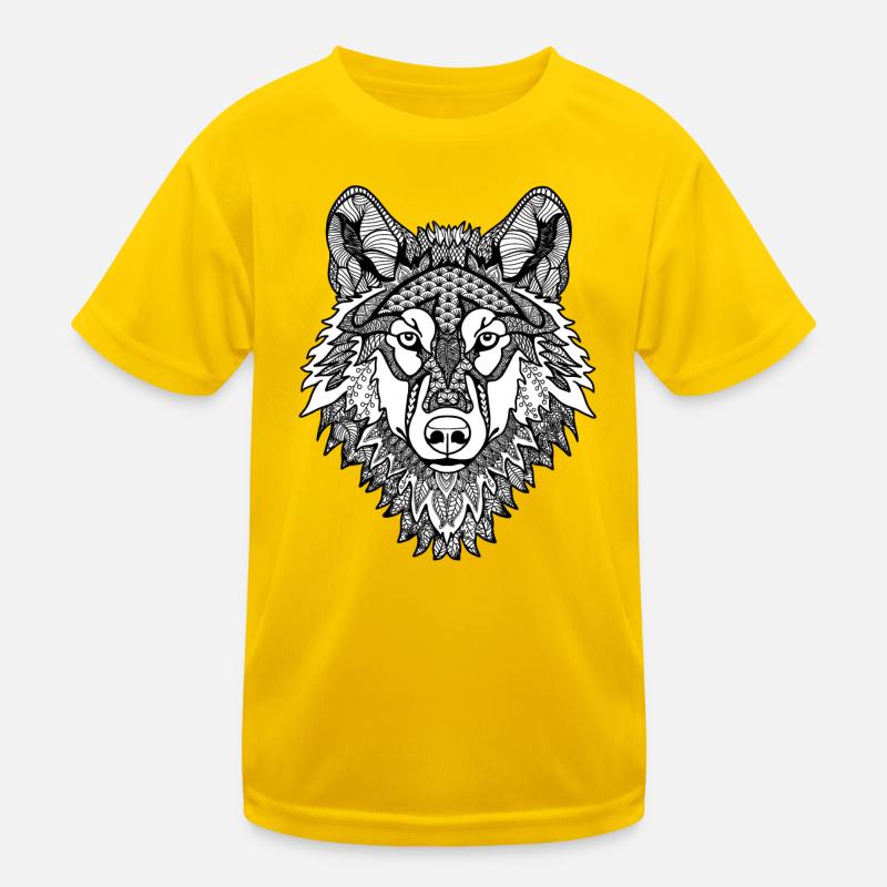 Mandala Wolf Kinder Funktions-T-Shirt