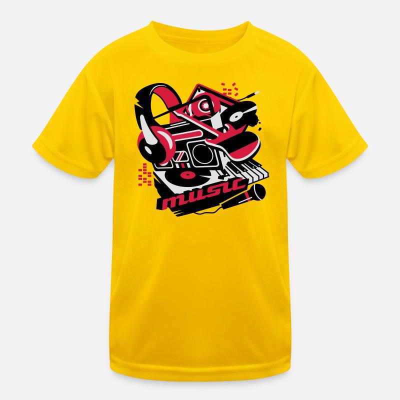 Cassette player, headphones and a turntable Kids Functional T-Shirt