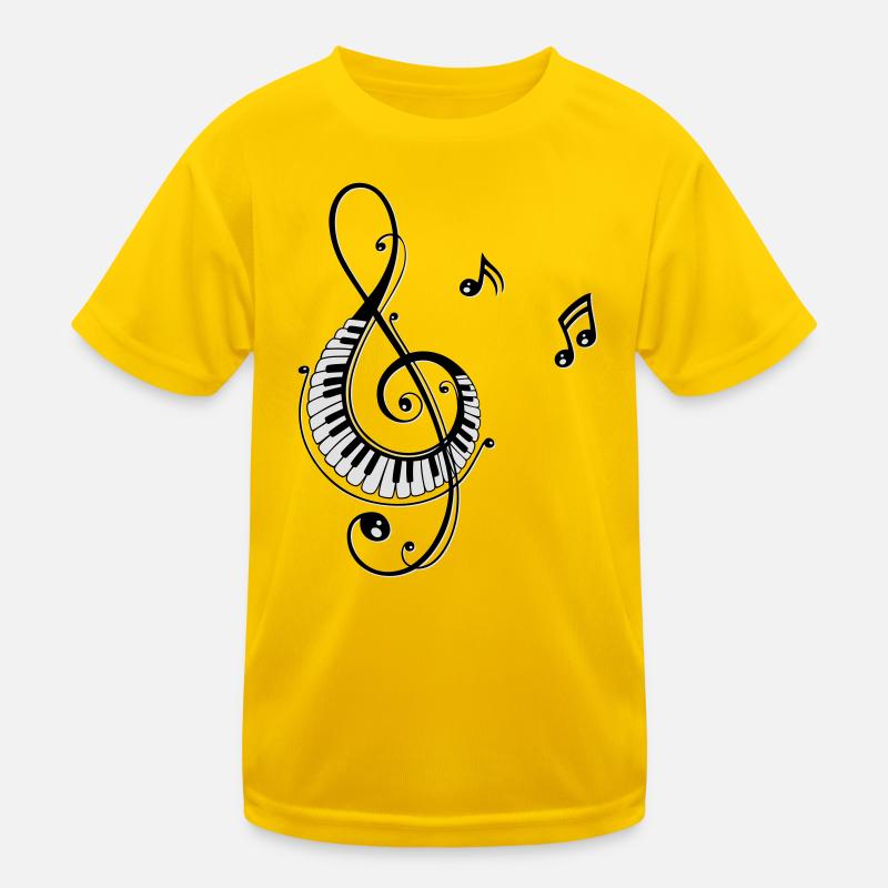 Clef with piano keys and music notes Kids Functional T-Shirt