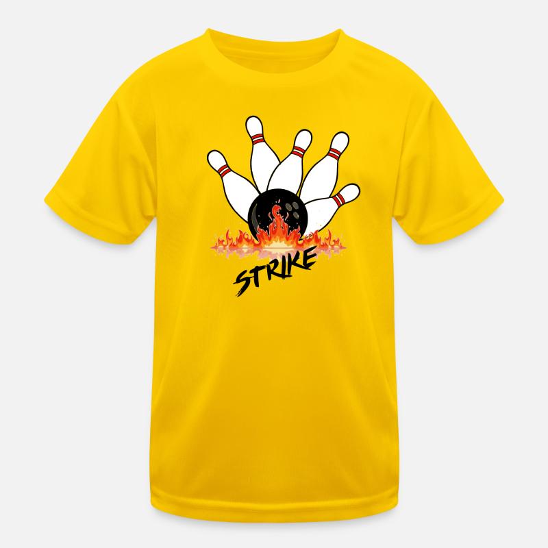 Flammende Bowlingkugeln und schwarze Kugel Kinder Funktions-T-Shirt
