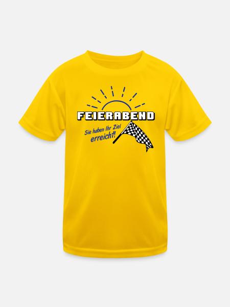 Fun Party Spruch Statement Shirt Feierabend (25) - Kinder Funktions-T-Shirt - Eigelb - Vorne