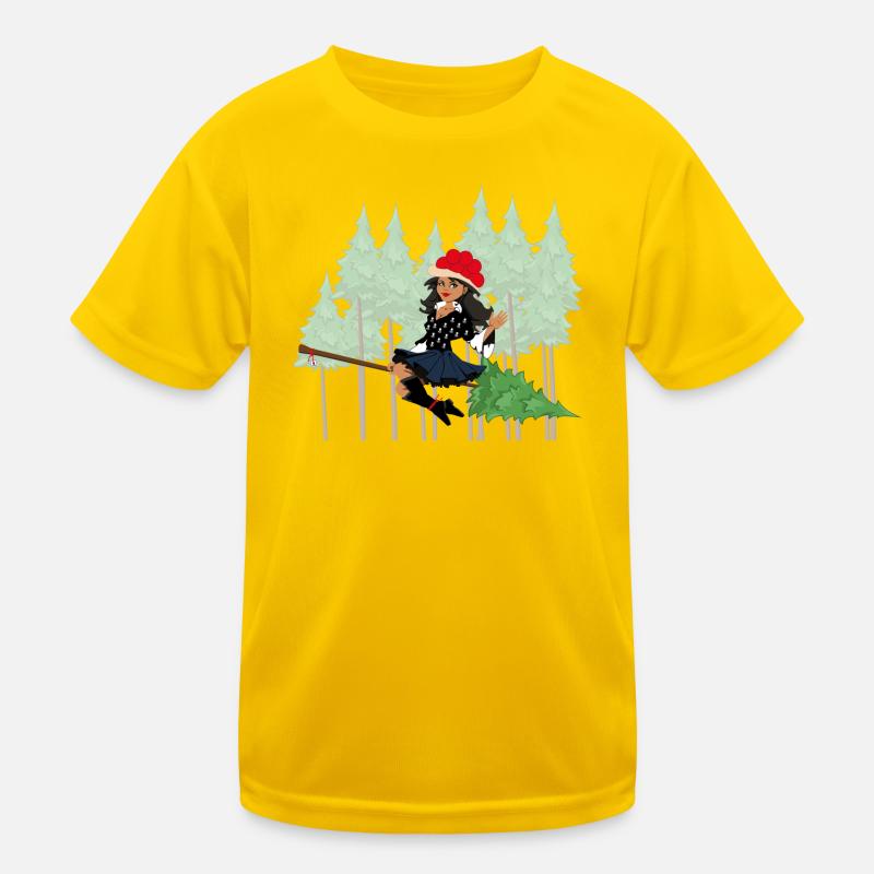 Modern Black Forest Witch Bollenhut Broom Kids Functional T-Shirt