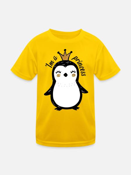 Niedliches Pinguin-Königin Design - Kinder Funktions-T-Shirt - Eigelb