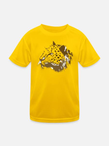 Tierischer Löwenkopf im Digitalstil - Kinder Funktions-T-Shirt - Eigelb