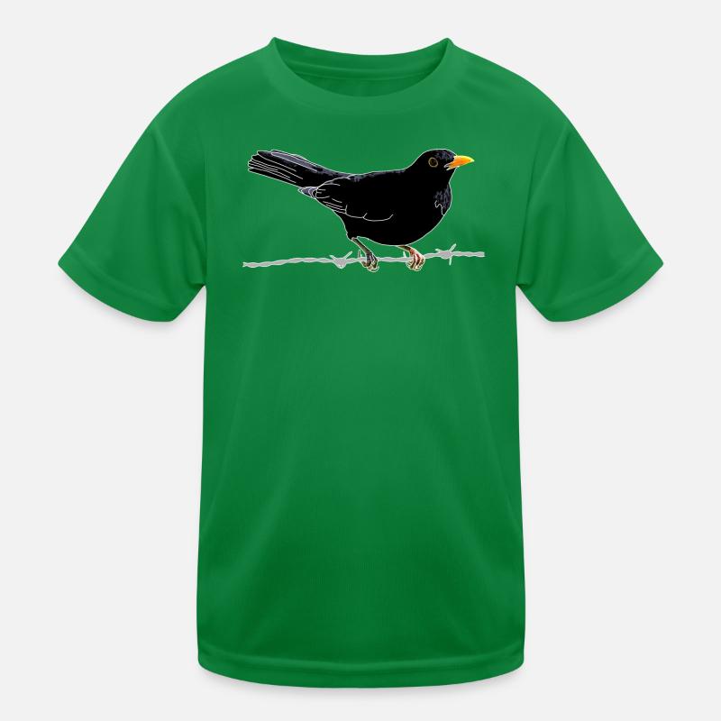 Blackbird on barbed wire Kids Functional T-Shirt
