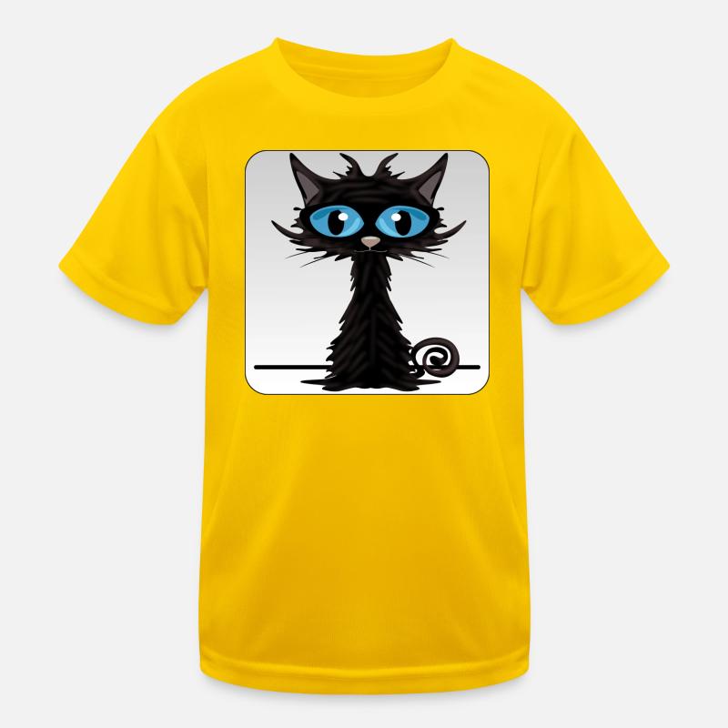 Chat noir aux yeux bleus T-shirt sport Enfant