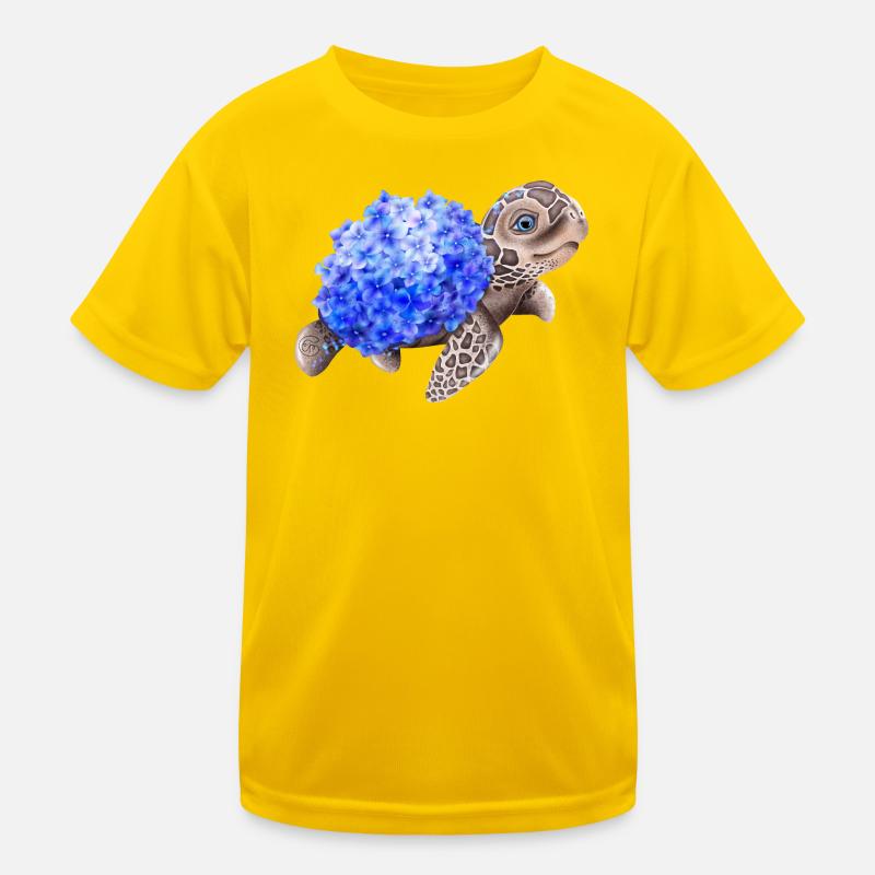 Schildkröte mit Hydrangea Hortensien Kinder Funktions-T-Shirt