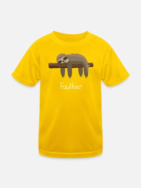 Faultier - Kinder Funktions-T-Shirt - Eigelb