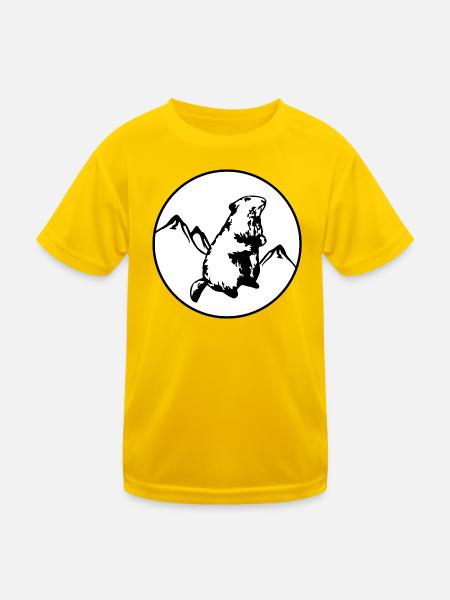 Murmeltier mit Bergen - Kinder Funktions-T-Shirt - Eigelb