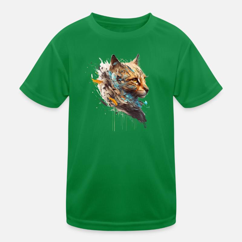 Mignon gros chat dans le profil latéral T-shirt sport Enfant