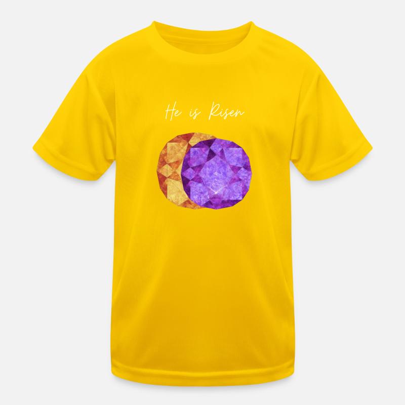 He is Risen Geometric Gem - Kids Functional T-Shirt - egg yellow