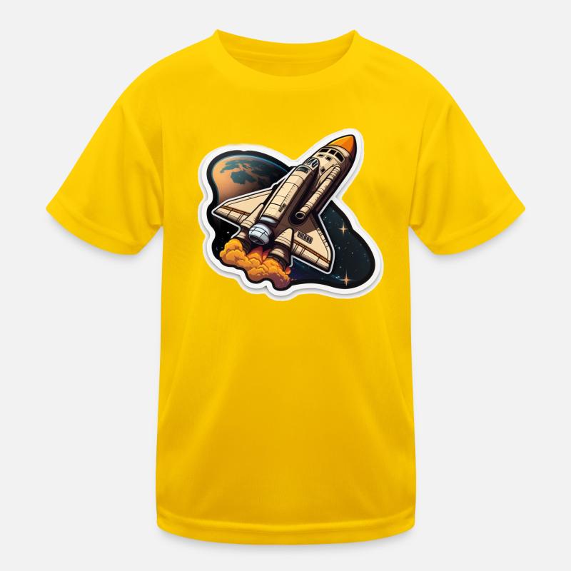 Fusée spatiale - T-shirt sport Enfant - jaune d'œuf