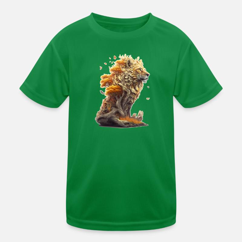 Lion with savannah elements, lion design Kids Functional T-Shirt
