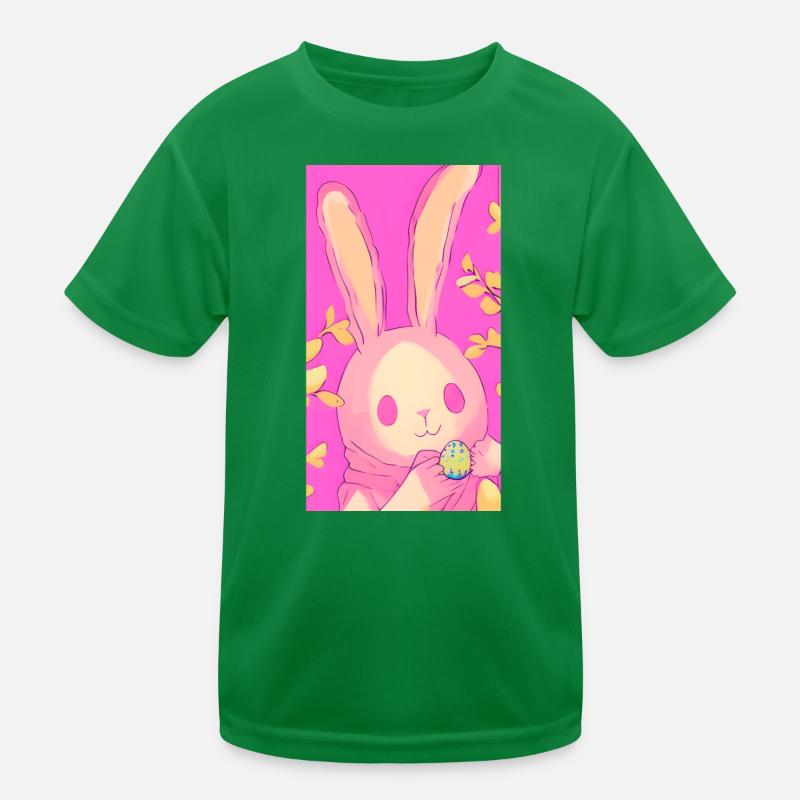 Pastel Easter Bunny Pink Easter Egg Kids Functional T-Shirt