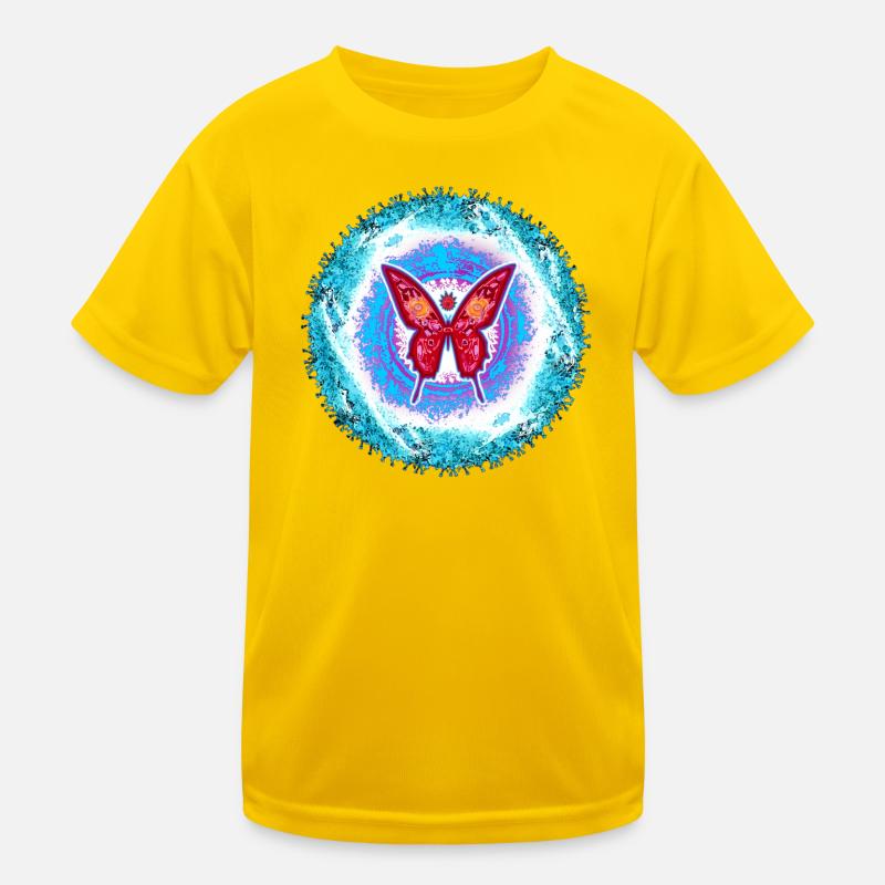 Glowing butterfly with mental pattern Kids Functional T-Shirt