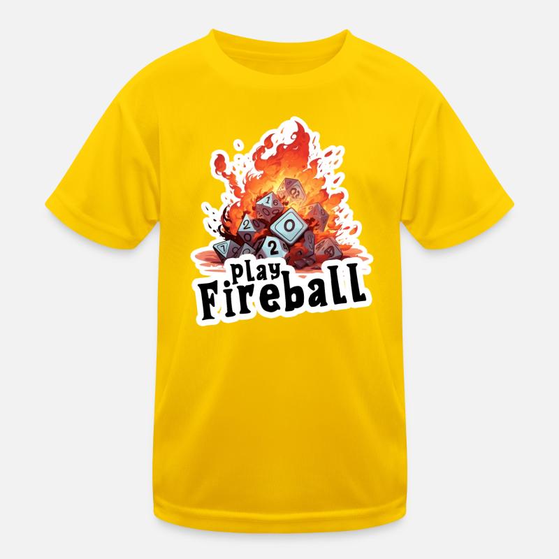 Exaggerated Fireball – Cube Chaos RPG Kids Functional T-Shirt