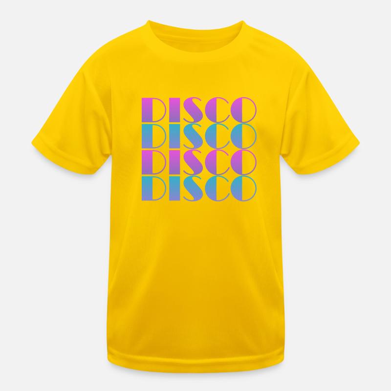 Vibrant Disco Text Pattern Design Kids Functional T-Shirt