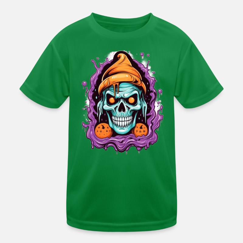 Graffiti Skull mit Halloween-Elementen Kinder Funktions-T-Shirt
