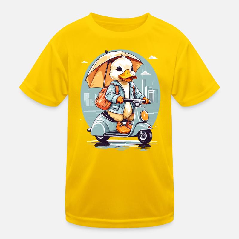 Ente mit Roller Kinder Funktions-T-Shirt
