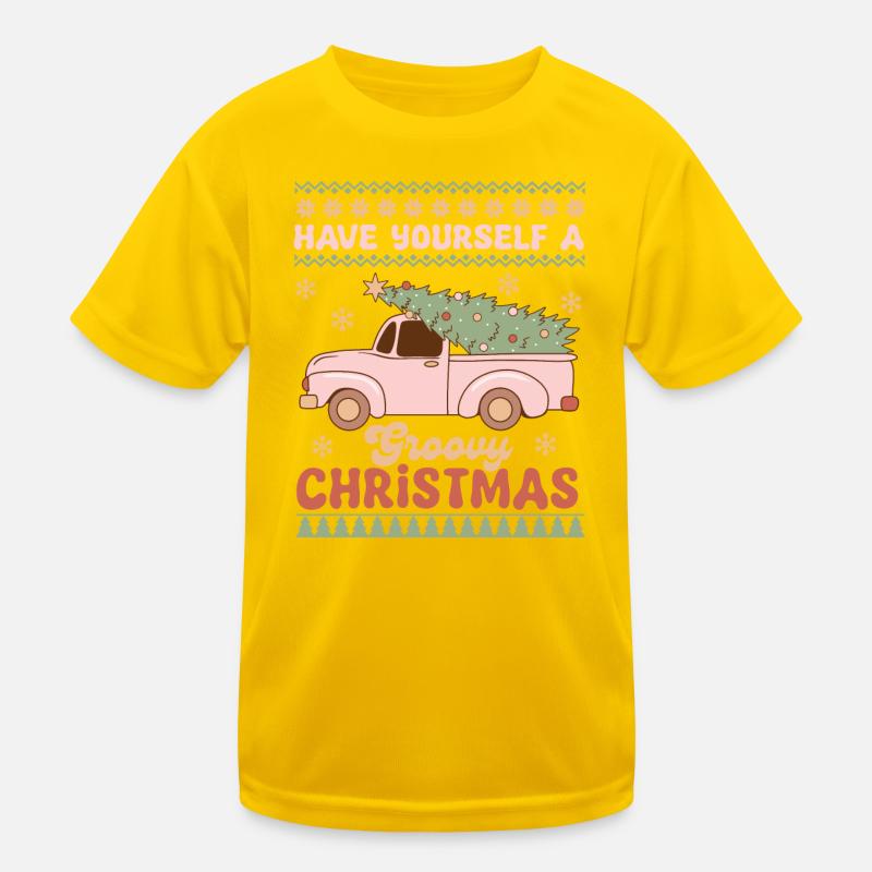 Hässlicher Weihnachtspullover - Kinder Funktions-T-Shirt - Eigelb