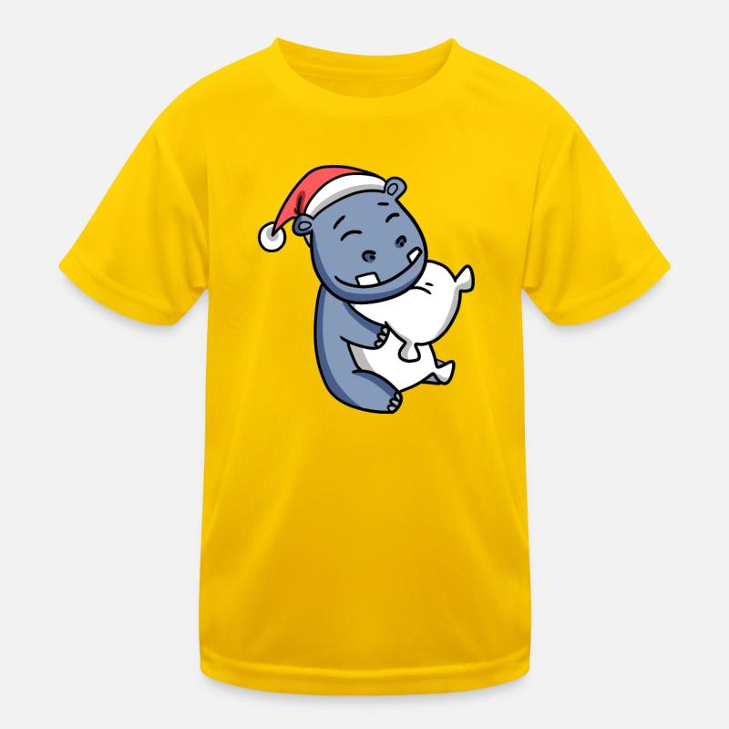 Nilpferd Niedlich Müde Weihnachten Kinder Funktions-T-Shirt