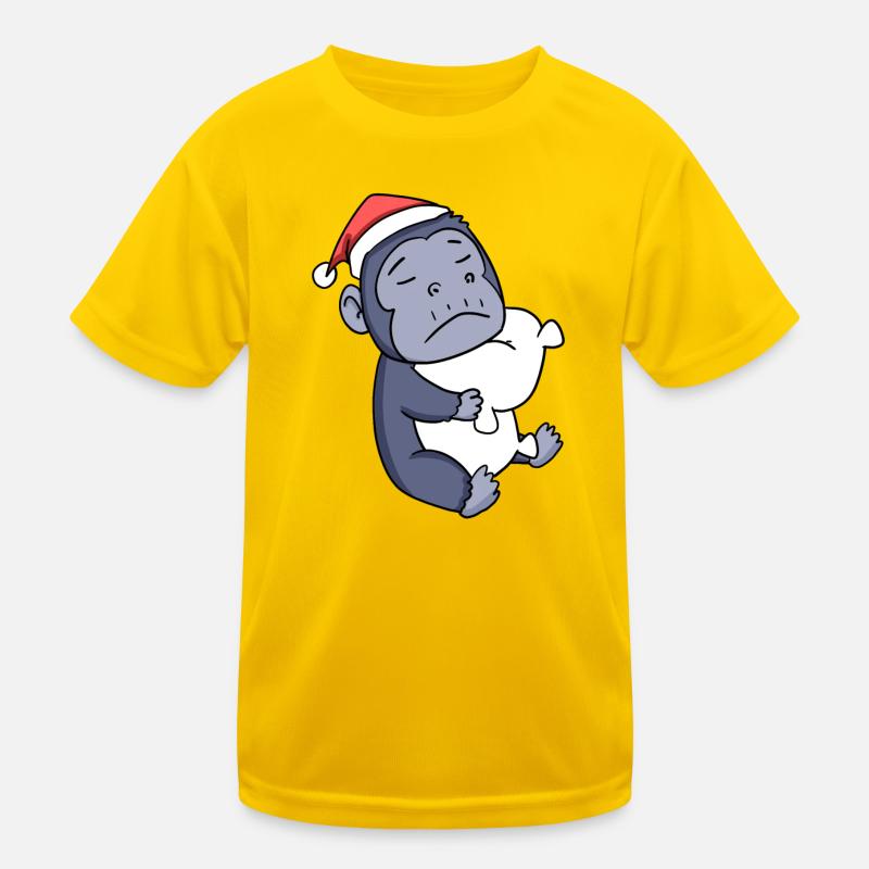 Affe Niedlich Müde Weihnachten Kinder Funktions-T-Shirt