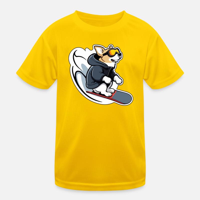 Snowboard Hund Kinder Funktions-T-Shirt