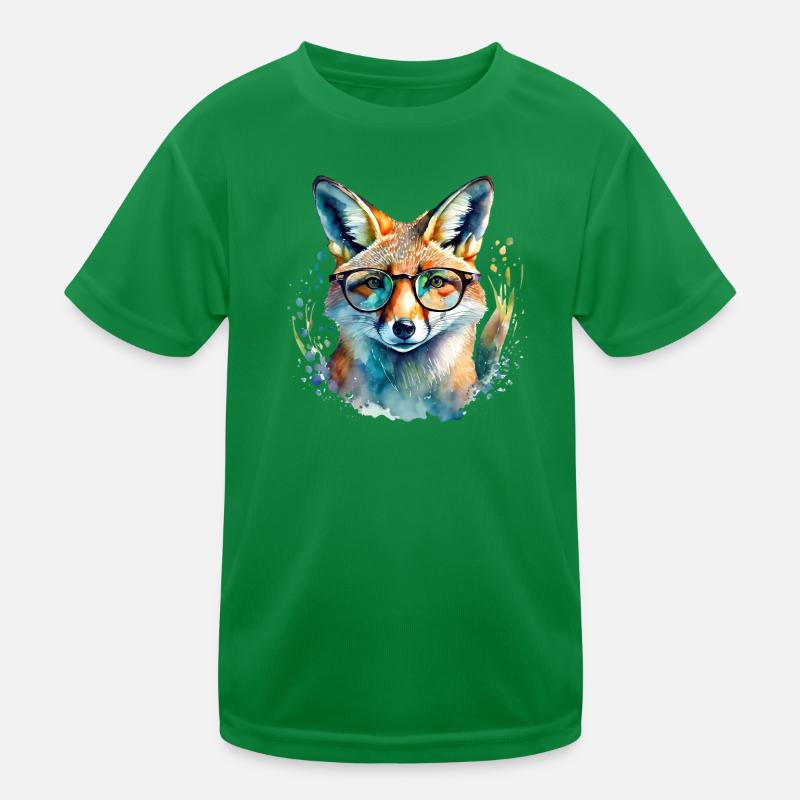 Fuchs mit Brille Kinder Funktions-T-Shirt