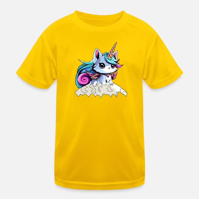 Fee Einhorn Katze Kinder Funktions-T-Shirt