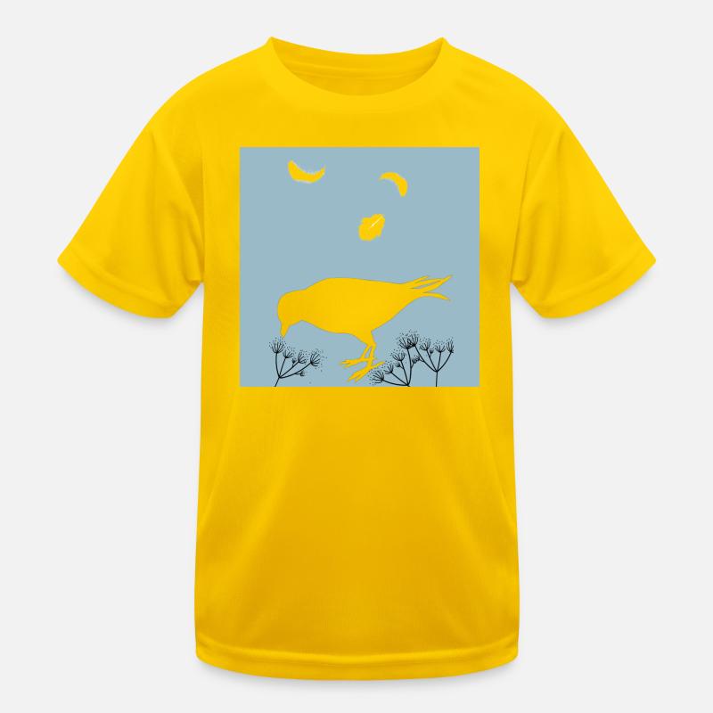 Vogelsilhouette und Federn Kinder Funktions-T-Shirt