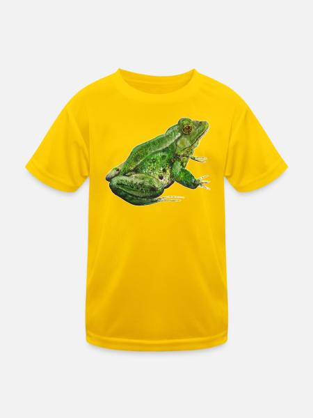 Grüner Frosch - Kinder Funktions-T-Shirt - Eigelb