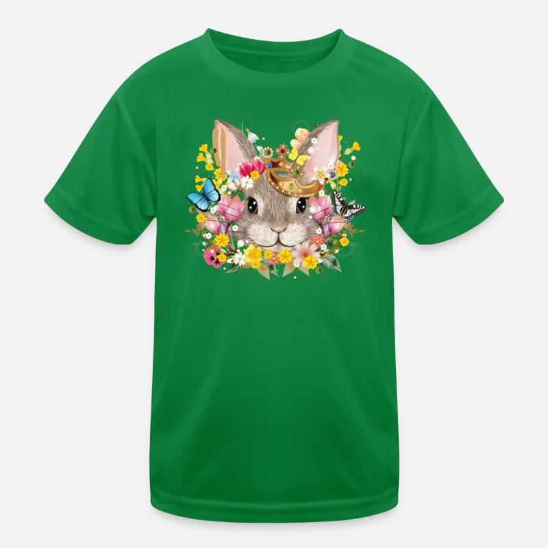 Rabbit with crown & spring-like accessories Kids Functional T-Shirt