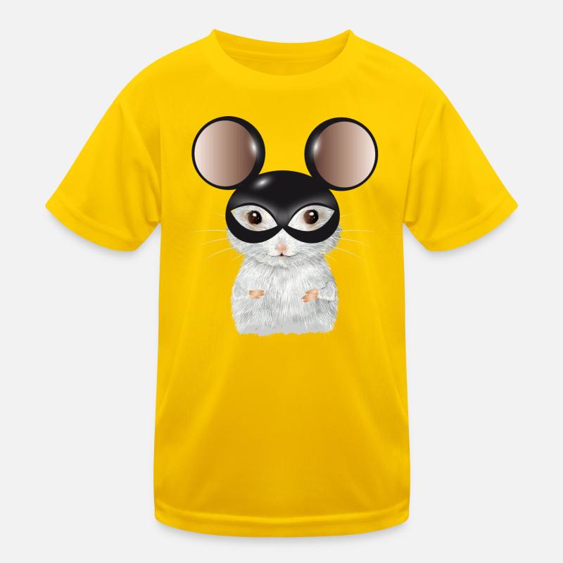 Cute White Mouse with Mouse Ears Mask Kids Functional T-Shirt