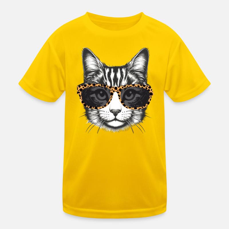 Portrait d’un chat avec des lunettes de regard léopard T-shirt sport Enfant