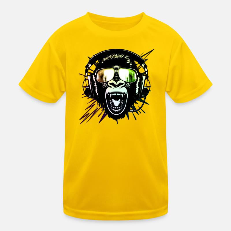 Affe mit Neonbrille Kinder Funktions-T-Shirt