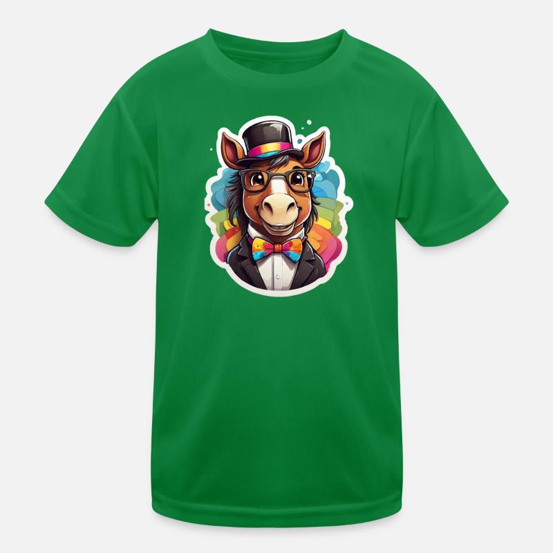Rainbow Donkey Gentleman Kids Functional T-Shirt