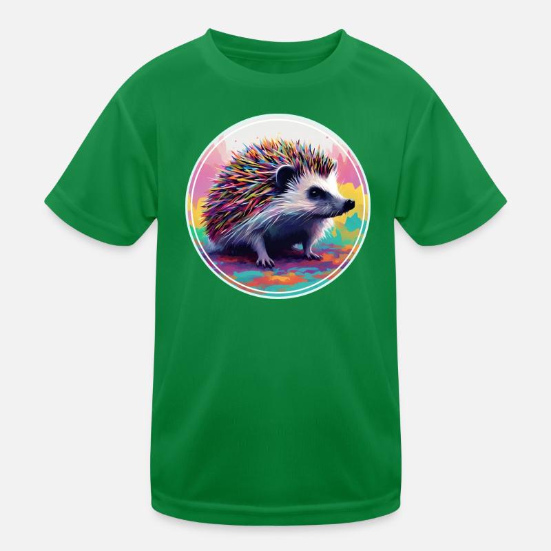 Farbenfrohe digitale Kunst - Igel Kinder Funktions-T-Shirt