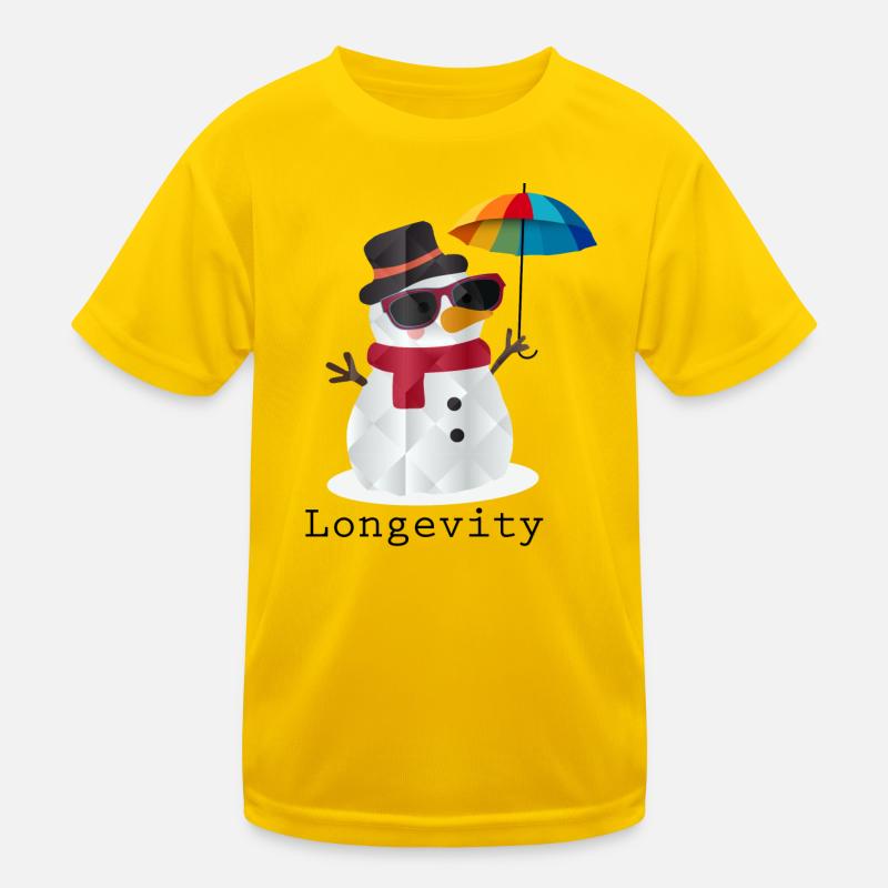 Longevity Snowman – Humorous Winter Design Kids Functional T-Shirt