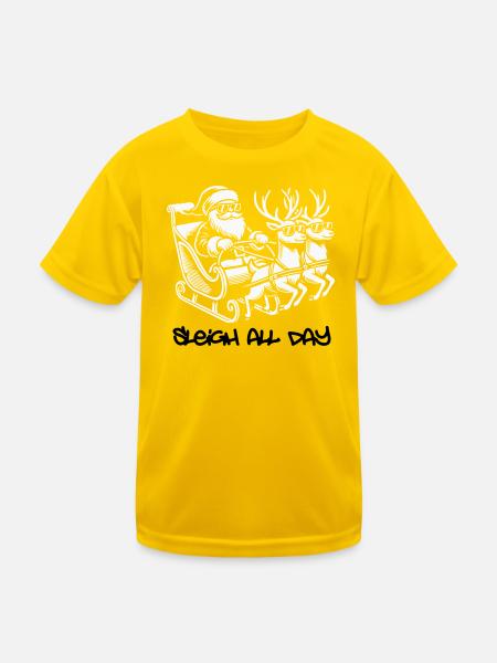 Cooler Santa – Sleigh All Day - Kinder Funktions-T-Shirt - Eigelb
