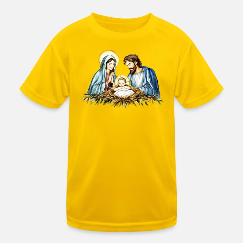Weihnachtspullover Weihnachten an der Krippe Jesus Kinder Funktions-T-Shirt